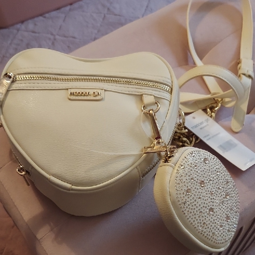 Madden Girl White Heart-Shaped Crossbody Bag